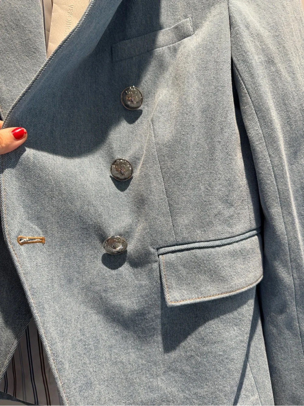 Veronica Beard Denim Double-Breasted Blazer (never worn)